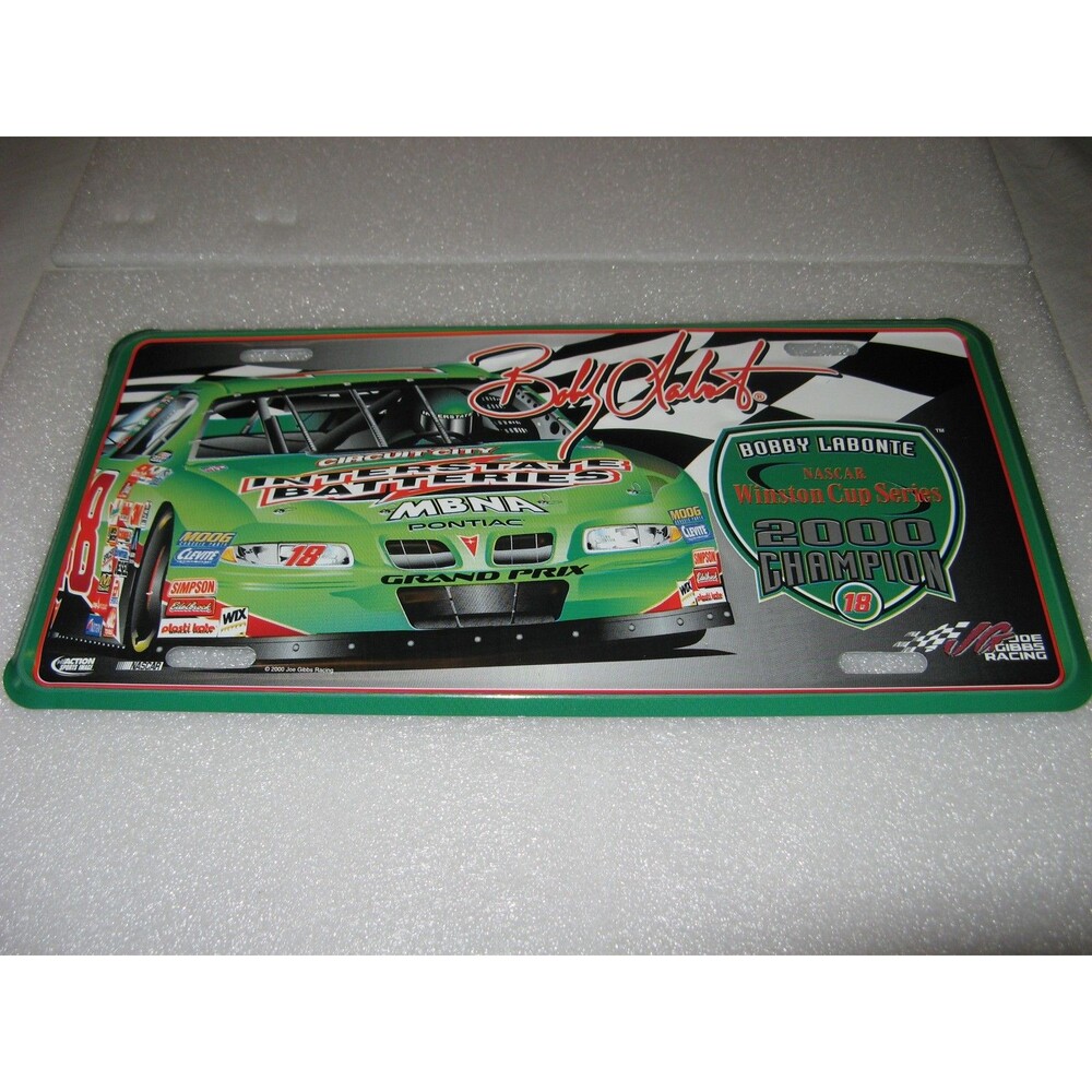 Bobby Labonte, #18, NASCAR 2000 Champion Winston Cup Metal License Plate NEW